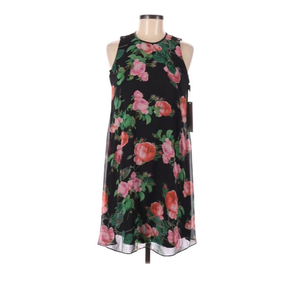 NWT Calvin Klein black floral dress